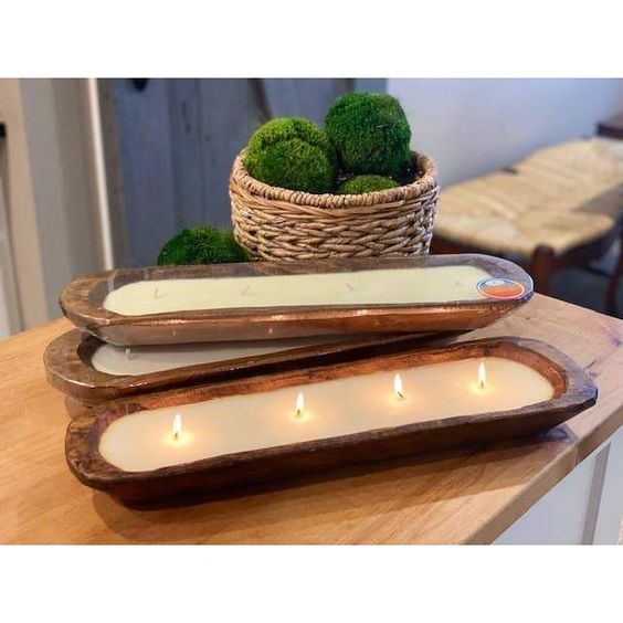 Wooden Dough Bowl Scented Candle