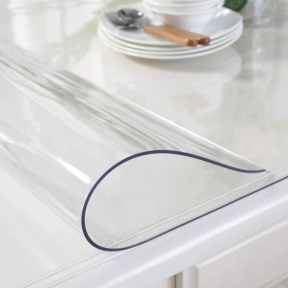 PVC table cover on marble dining table
