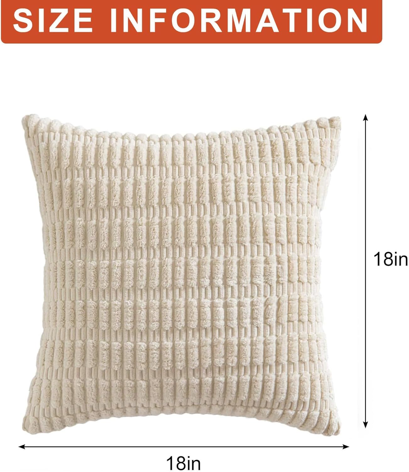 Cream Textured Corduroy Cushion Throw Pillow Covers 18x18 inch