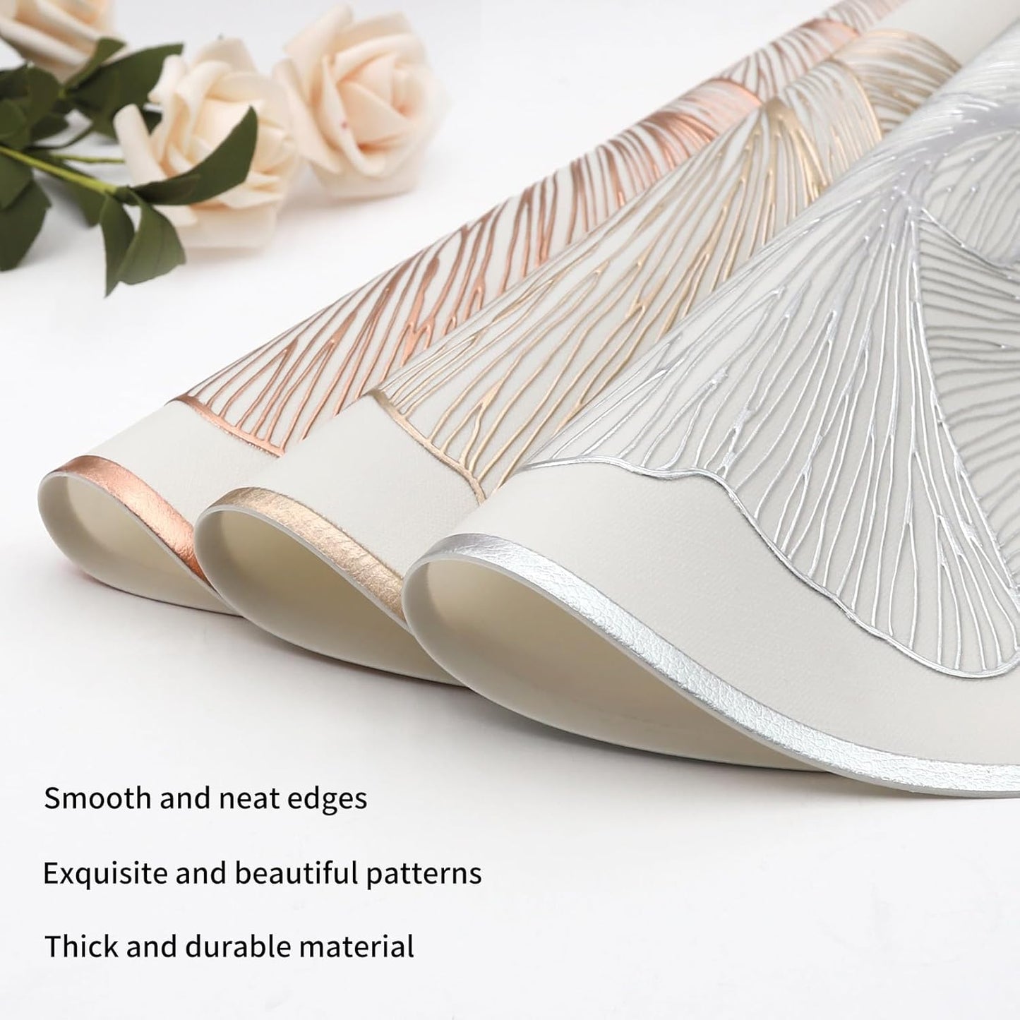 White Gold round placemats shell flower set of 6pcs