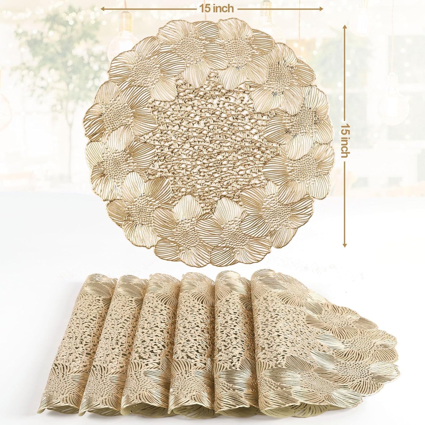 Gold cut Round placemats set of 6 pcs