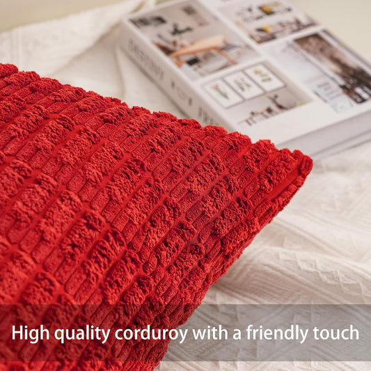 Red Textured Corduroy Cushion 18x18 inches