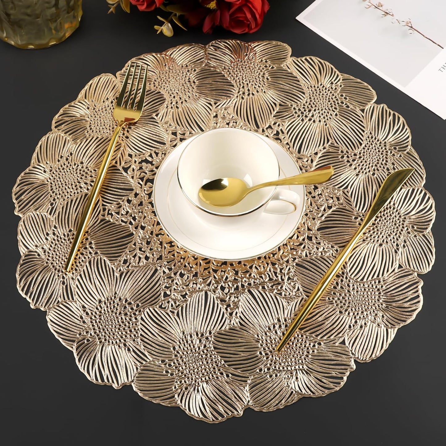 Gold cut Round placemats set of 6 pcs