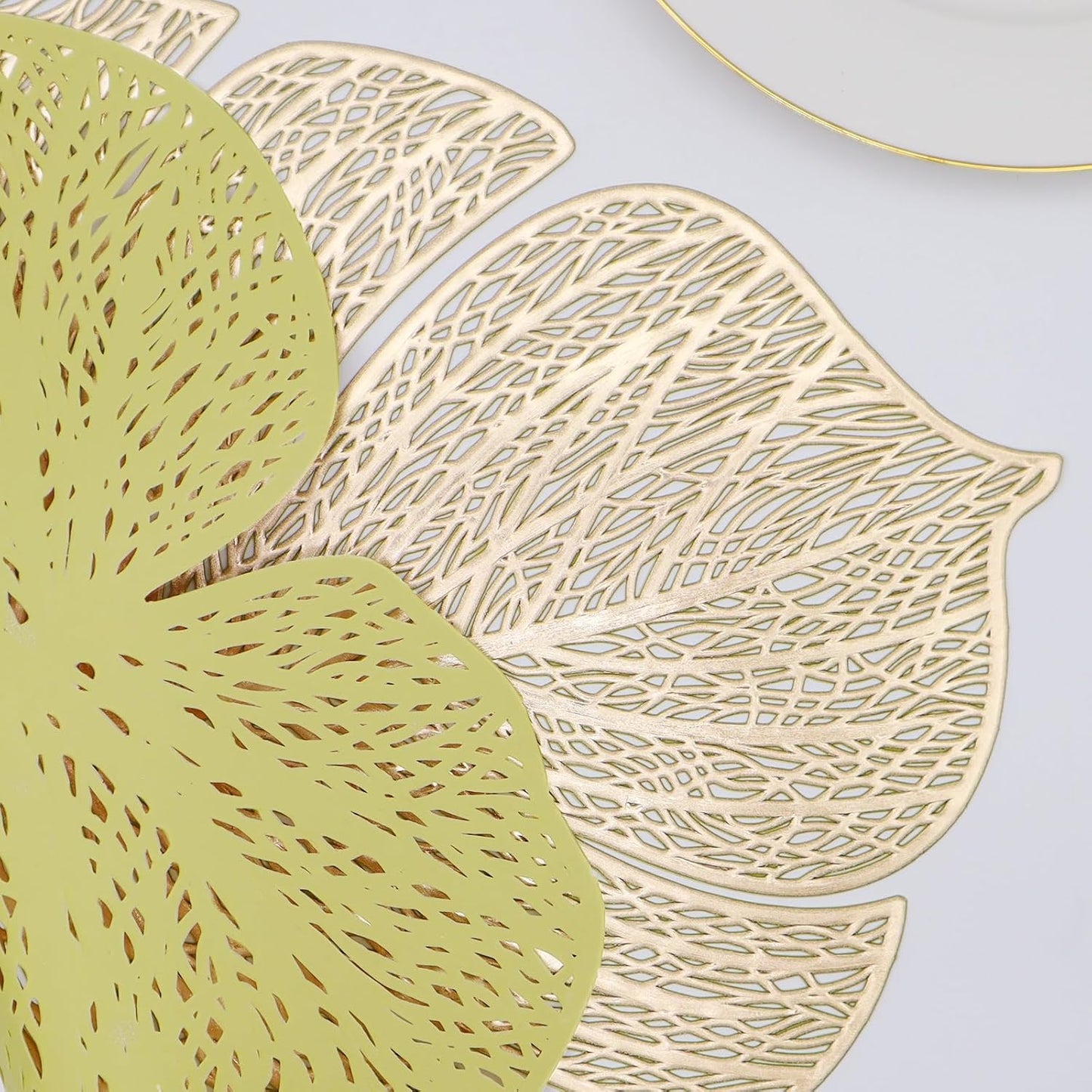 Palm leaves Gold decor Placemats Set of 6, 15X12 inches - Heat proof and Washable Tablemats