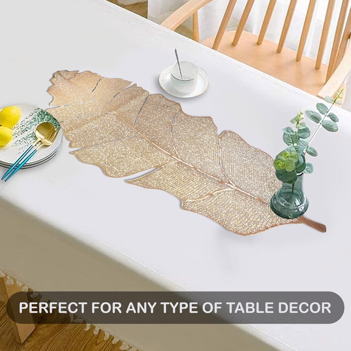 Banana leaf gold table runner