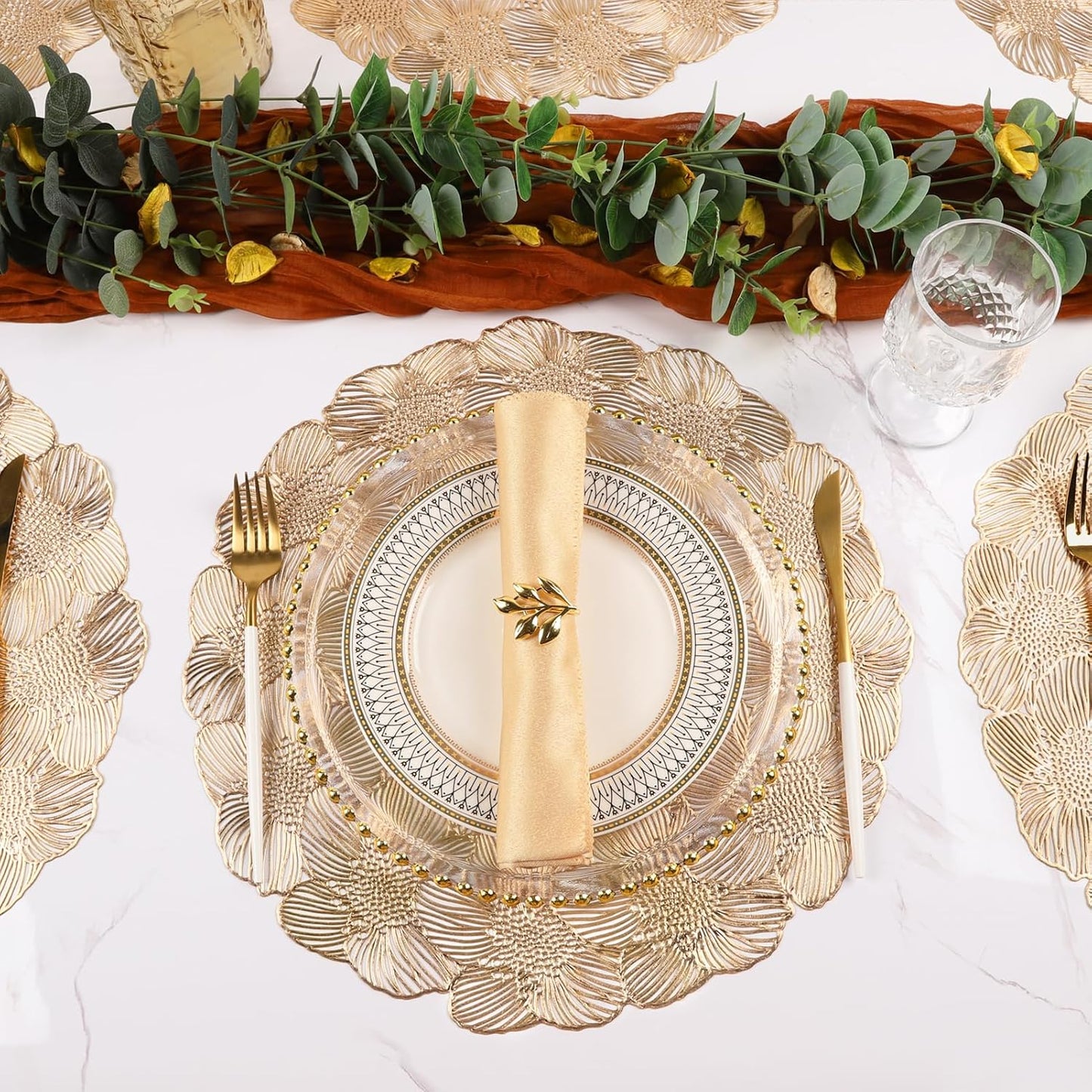 Gold cut Round placemats set of 6 pcs
