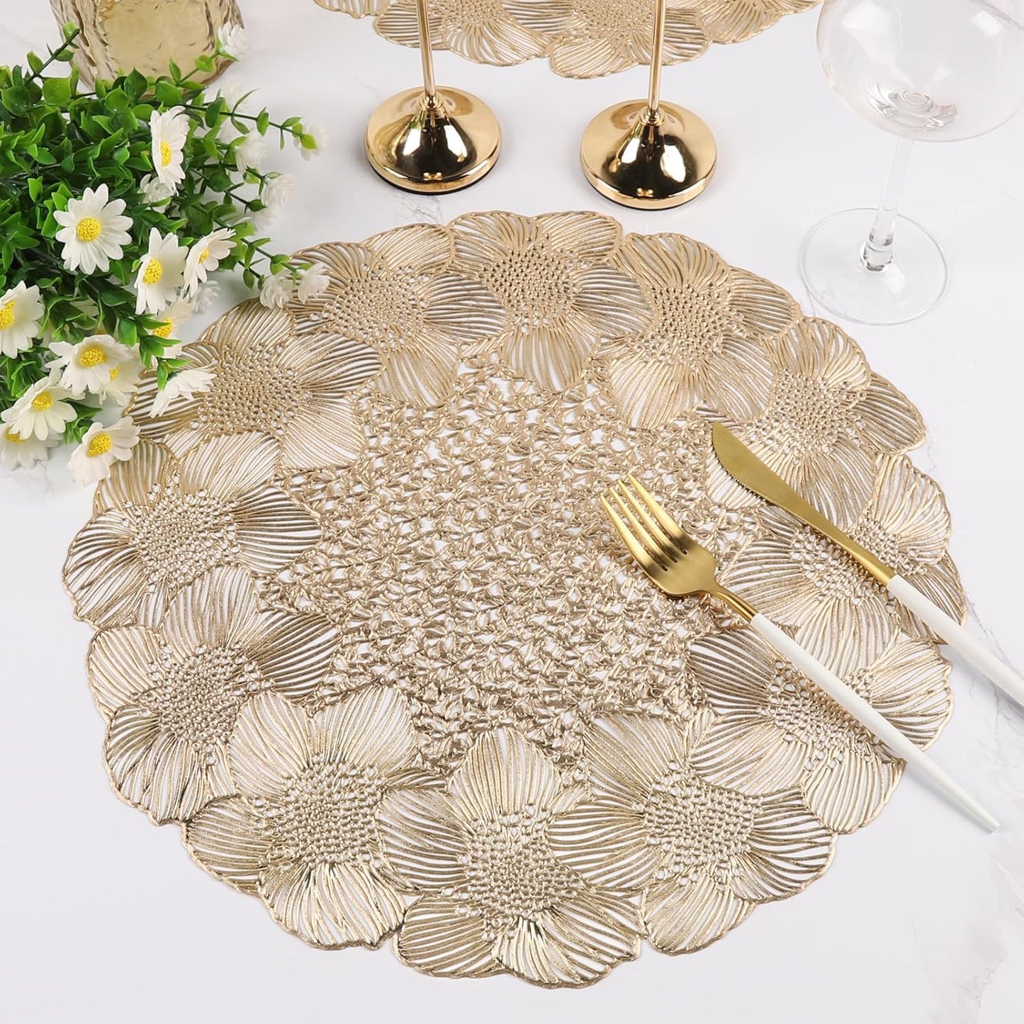 Gold cut Round placemats set of 6 pcs