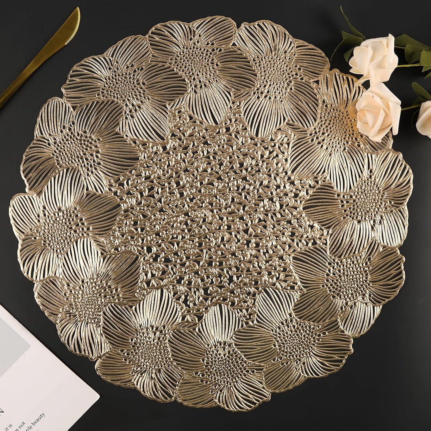 Gold cut Round placemats set of 6 pcs