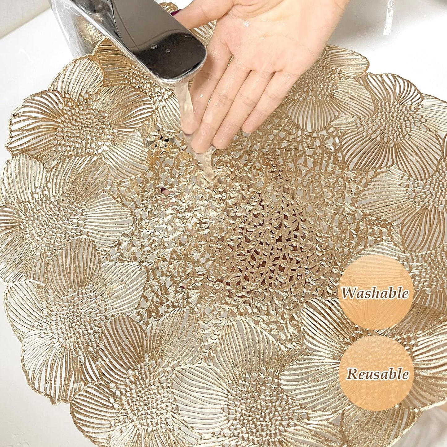 Gold cut Round placemats set of 6 pcs