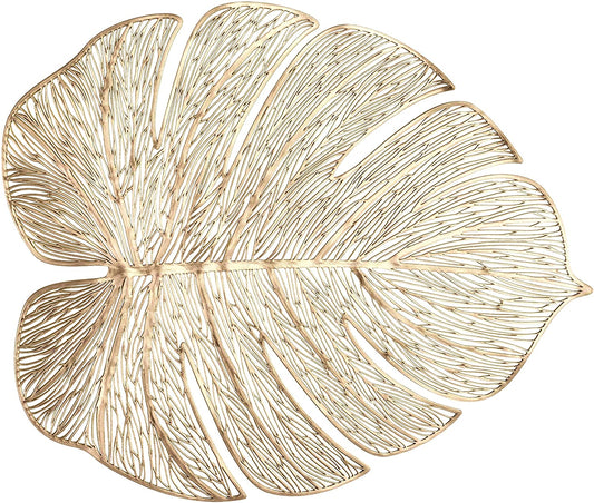 Palm leaves Gold decor Placemats Set of 6, 15X12 inches - Heat proof and Washable Tablemats
