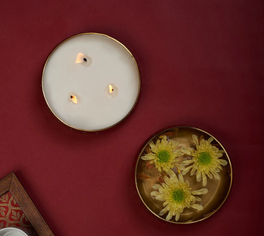 Brass Auspicious Bowl Candle