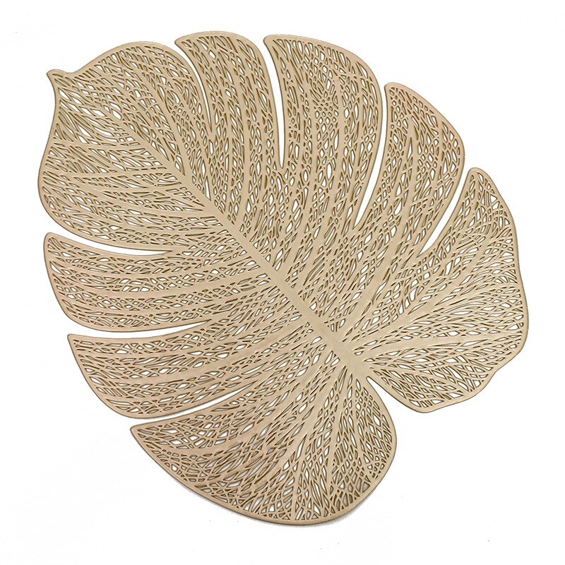 Palm leaves Gold decor Placemats Set of 6, 15X12 inches - Heat proof and Washable Tablemats