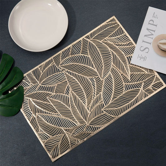 Golden Leaf Placemats Set of 6 pcs, heatproof, washable tablemats 45x30cm