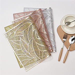 Golden Leaf Placemats Set of 6 pcs, heatproof, washable tablemats 45x30cm