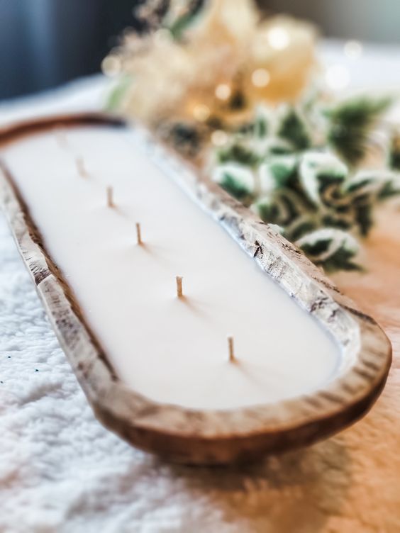Wooden Dough Bowl Scented Candle