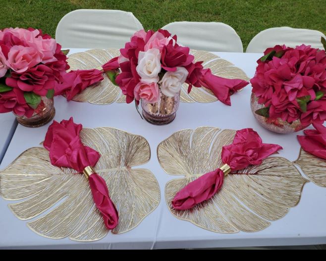 Palm leaves Gold decor Placemats Set of 6, 15X12 inches - Heat proof and Washable Tablemats