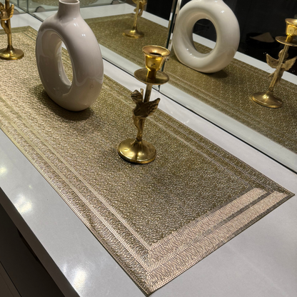 Golden PVC Table Runner | Timeless Elegance for Festive & Everyday Decor