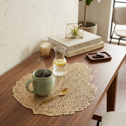 Golden Leaf Placemats | Washable Heat Resistant Vinyl Table Mats