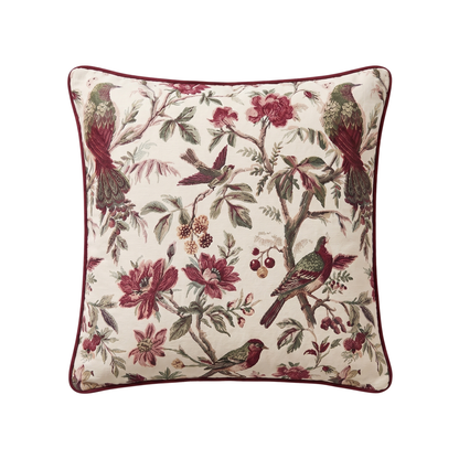 Blooming Bird Cotton Cushion Cover 16x16 inches