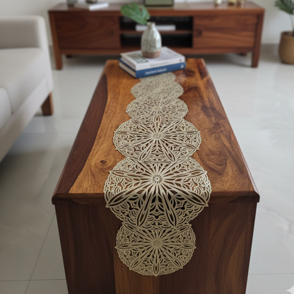 Circular Radiance PVC Golden Table Runner