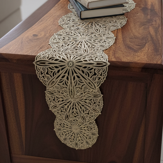 Circular Radiance PVC Golden Table Runner