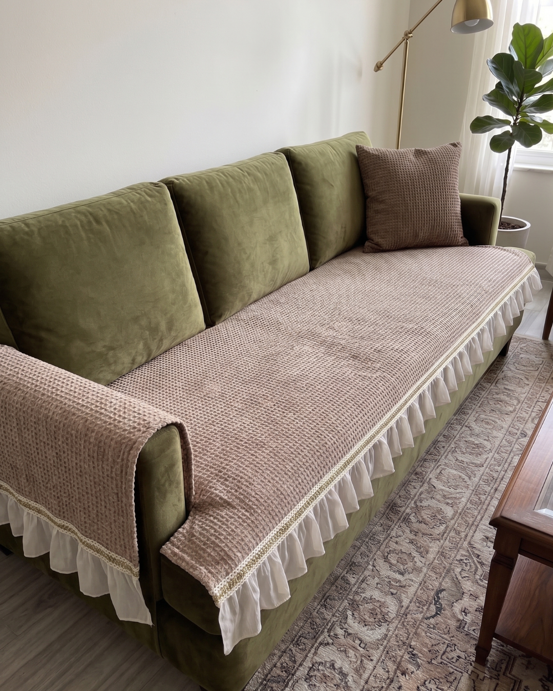 Custom Sofa Cover Beige Creame – Thick, Washable & Anti Skid Cover
