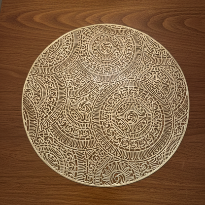 Round Mandala Placemats Set of 2 | Washable Heat Resistant PVC Vinyl Table Mats