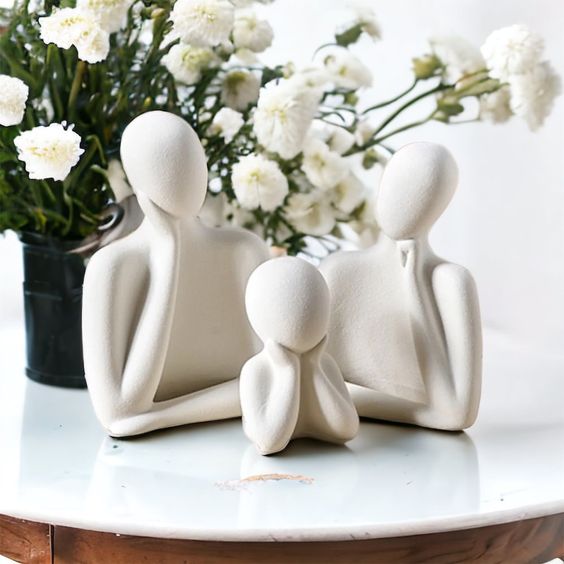 Togetherness Trio: Family Bond Sculpture (Set of 3)