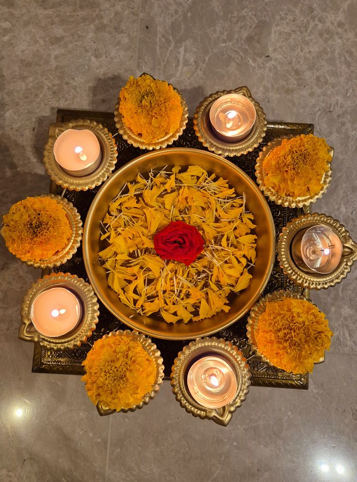 Bloom Aura Decorative Urli Bowl Diya Holder