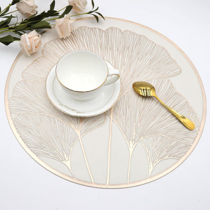 White Gold round placemats shell flower set of 6pcs