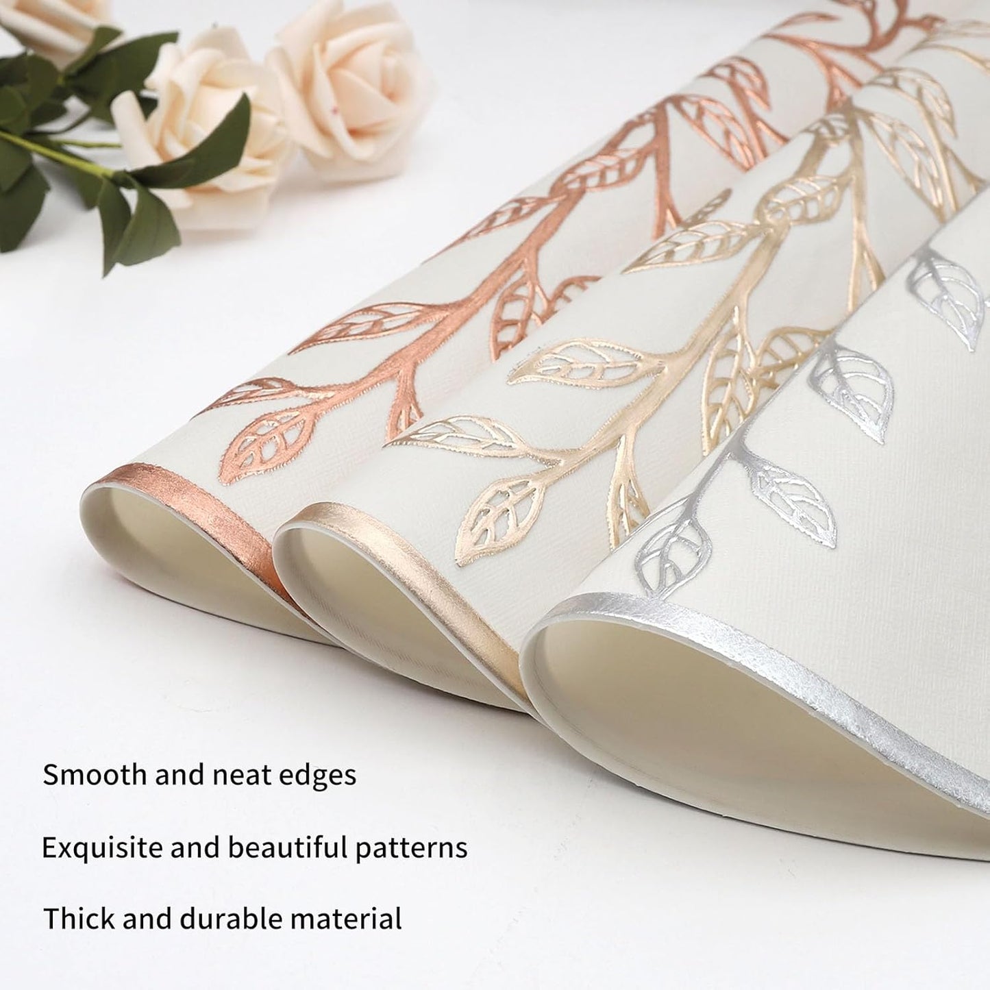 White Gold Pearl Flower Round placemats set of 6 pieces