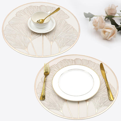 White Gold round placemats shell flower set of 6pcs