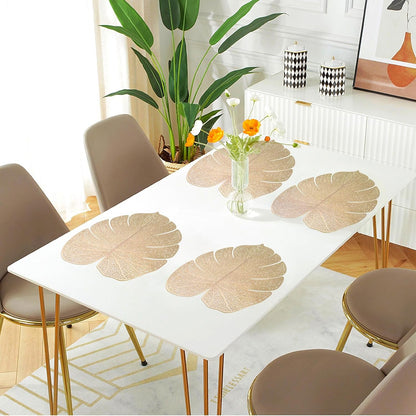Palm leaves Gold decor Placemats Set of 6, 15X12 inches - Heat proof and Washable Tablemats