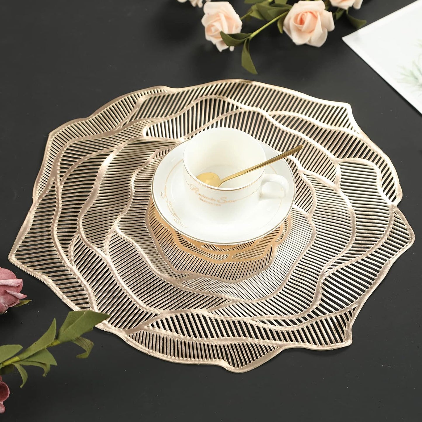 Gold Floral Placemats Set of 6pcs