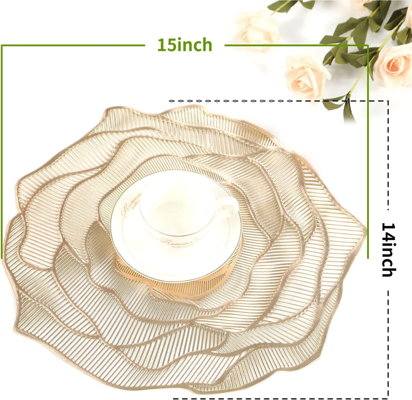 Gold Floral Placemats Set of 6pcs