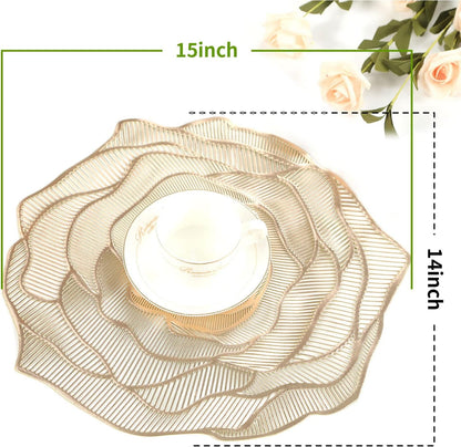 Gold Floral Placemats Set of 6pcs