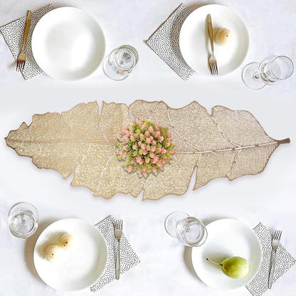 Banana leaf gold table runner