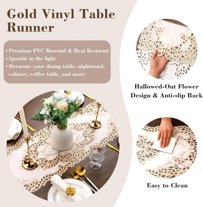 Noor Floral PVC Table Runner – Elegant Festive Decor for Every Home