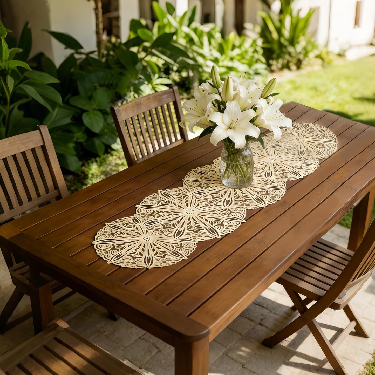 Circular Radiance PVC Golden Table Runner