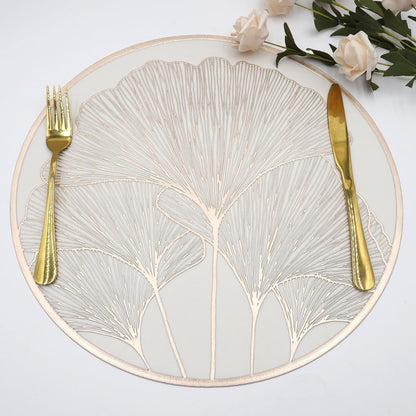 White Gold round placemats shell flower set of 6pcs