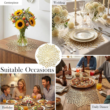 Golden SnowFlake Placemats | Washable Heat Resistant