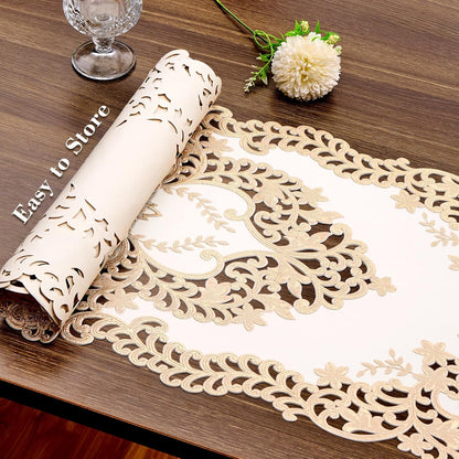 Noor Floral PVC Table Runner – Elegant Festive Decor for Every Home
