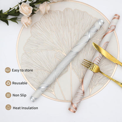 White Gold round placemats shell flower set of 6pcs