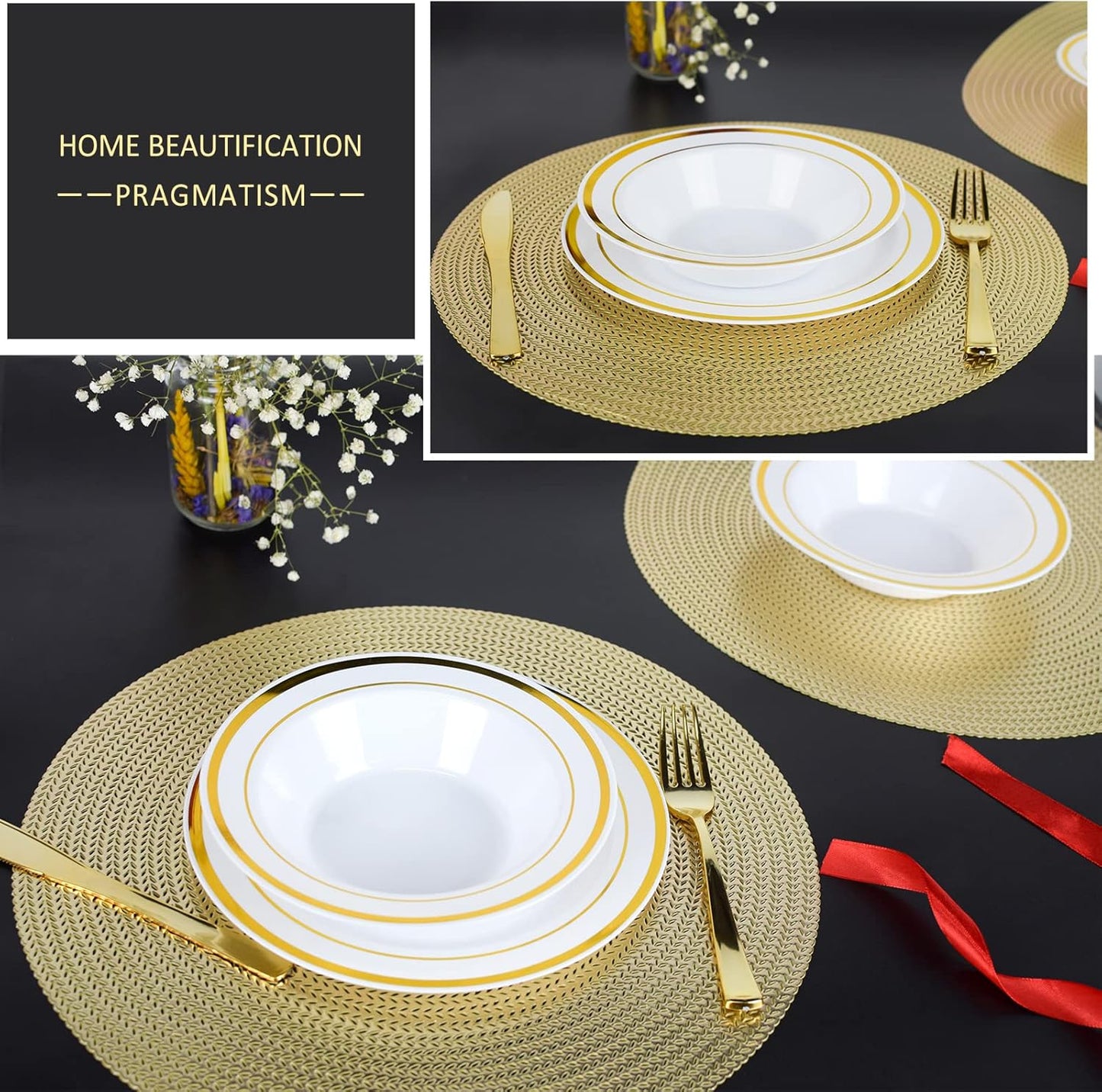 Golden Charm Round Gold Placemats