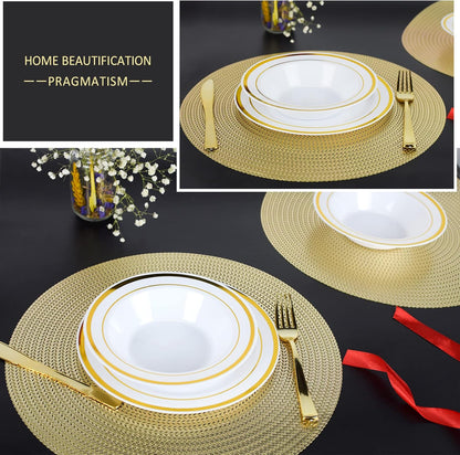 Golden Charm Round Gold Placemats