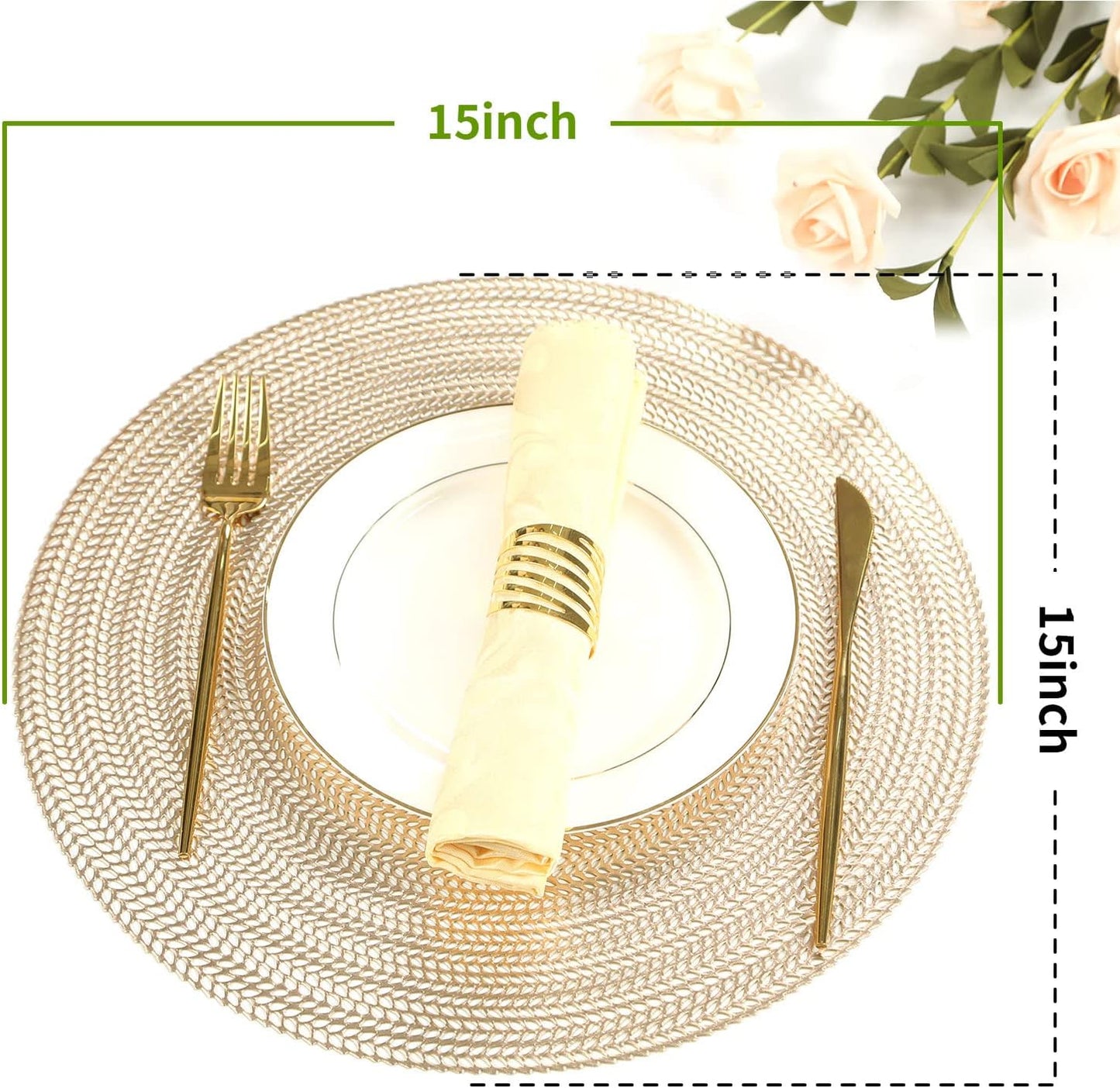 Golden Charm Round Gold Placemats