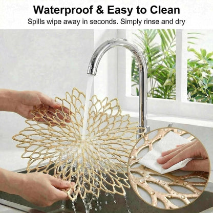 Golden SnowFlake Placemats | Washable Heat Resistant