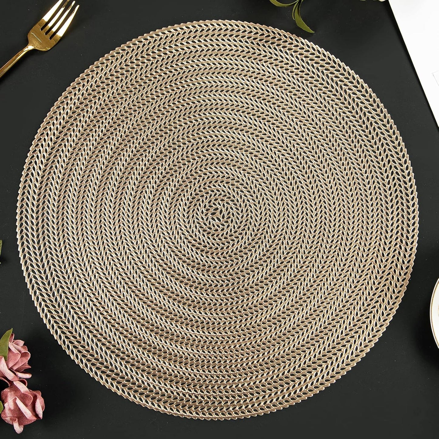 Golden Charm Round Gold Placemats