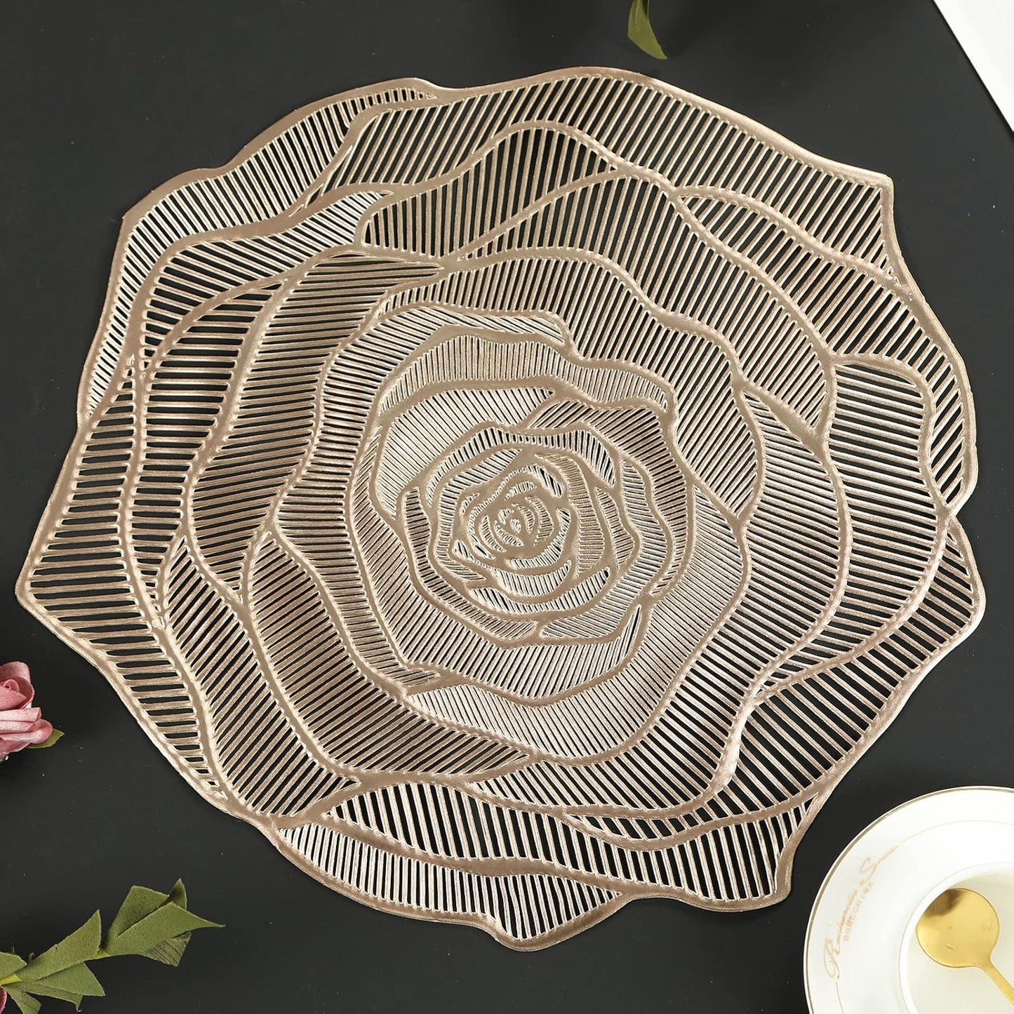 Gold Floral Placemats Set of 6pcs