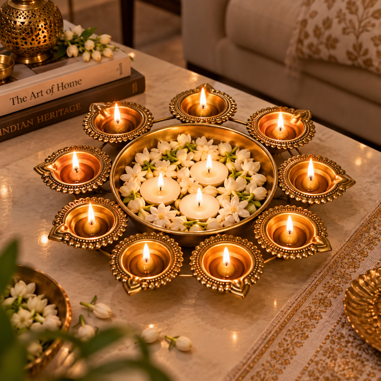 Bloom Aura Decorative Urli Bowl Diya Holder